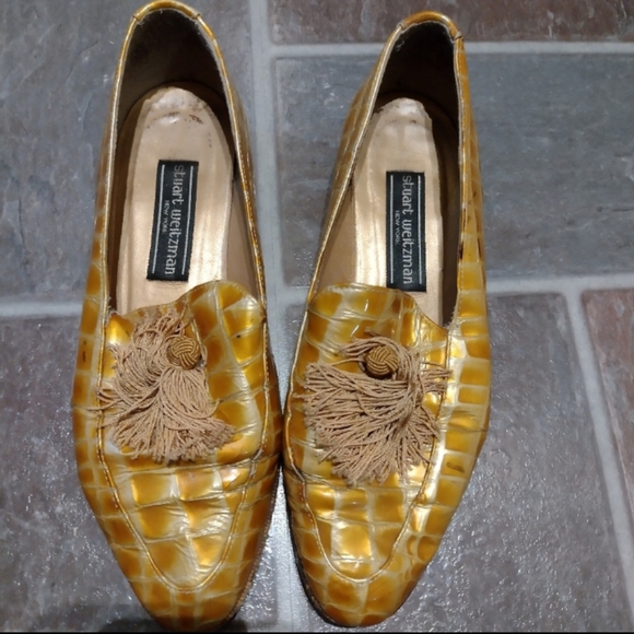 Stuart Weitzman vintgae unique ginger mustard yellow loafer size 8 Y2K - Picture 1 of 3